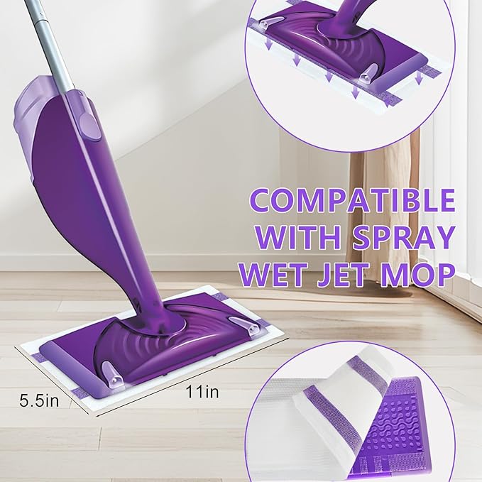 40 Count Disposable Wet Jet Refills for Swiffer Wet Jet Mop, Multi-Surface Spray Mop Pad Refill for Hardwood Floor Cleaning, Thickness&Absorbent