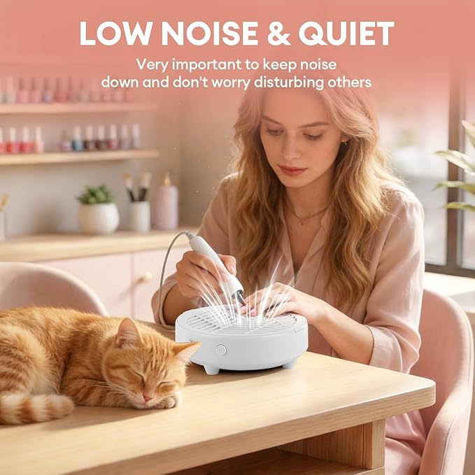 Small Portable Nail Dust Collector : Nail Tech Quiet Mini Vacuum - Nail Fan Dust Collector Vent with Filter Paper Sheets for Nail Art - Professional Nail Tool Supplies