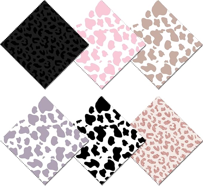6 PCS Glasses Cleaning Cloth Eyeglass Cleaning Cloth Lens Eyeglasses Microfiber Cute Aesthetic Cloth for Unisex Women Girls Reusable Phone Screens Camera Multi-Patterns(6.3"x6.3")-Leopard