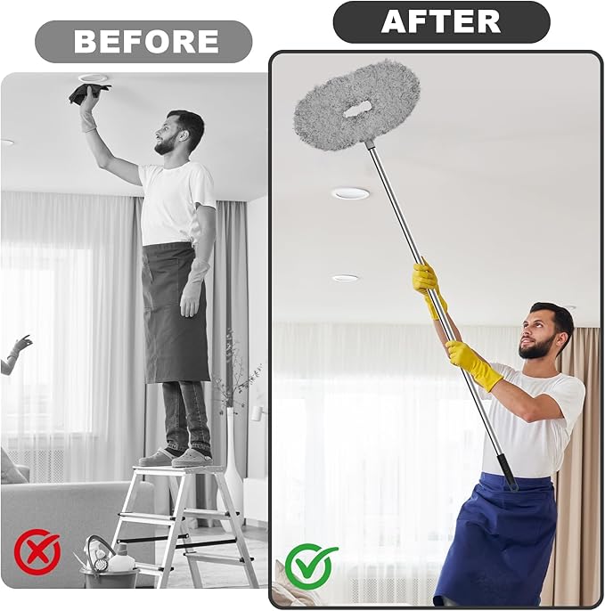 Storystore Ceiling Fan Cleaner Duster - Adjustable Duster with Extension Pole,Dusters for Cleaning Fan Blade, Walls and Cobweb (Grey)