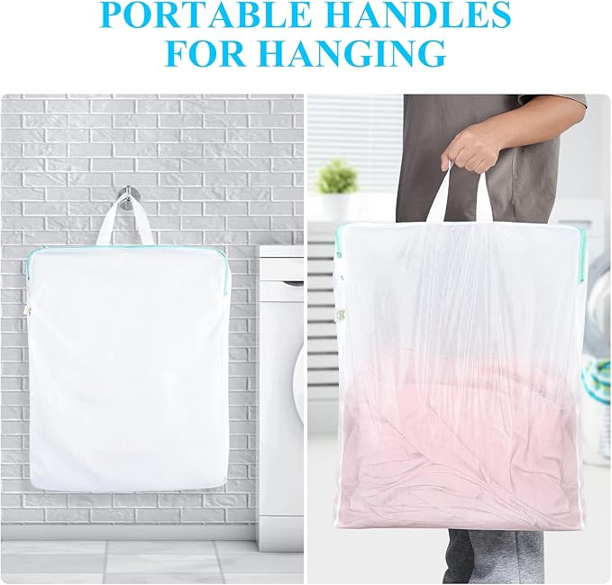 OTraki 20x24 Inch Laundry Bags Mesh Wash Bags 2 Pack Delicates Bag Lingerie Socks Sweater Washing Machine Mesh Laundry Bags for Travel Camping Don't Drying, Melting 140-176℉, White