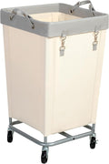 STO STO Laundry Hamper with Wheels, 160L Rolling Laundry Sorter Cart with Heavy Duty Steel Frame, Large Clothes Hamper with Handles for Bedroom, Bathroom, Laundry Room, Beige and Gray