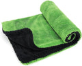 1200GSM Microfiber Car Drying Towel, Double-Twist Loop, Ultra-Absorbent, Quick-Dry, Lint- & Streak-Free, Scratch-Safe, for Car Wash & Detailing (1 Pack) (Dark Grey & Green, 16" x 16")