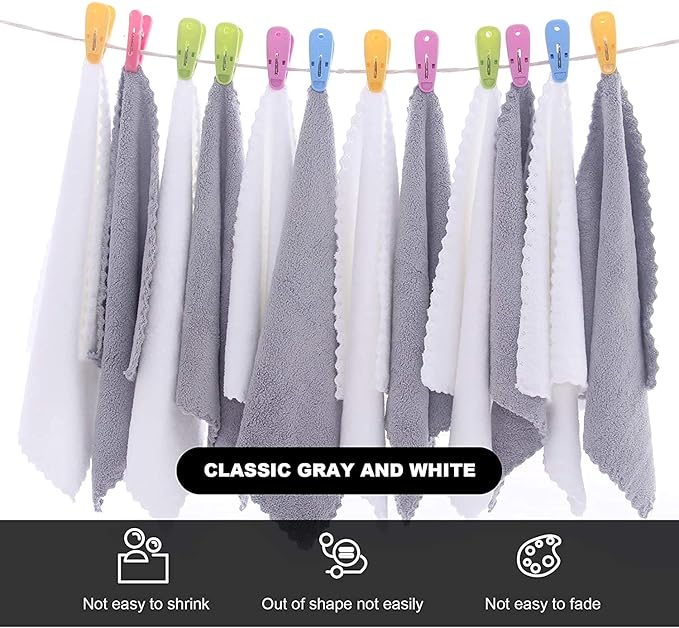 MOONQUEEN 30 Pack Microfiber Face Towel - Premium Soft Makeup Remover Cloths (White-Grey, 30 Pack)