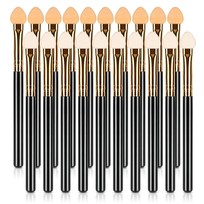20Pcs Professional Eyeshadow Applicators Sponge Tip Reusable Women Blendable Foam Makeup Eye Shadow Brush Applicator Sticks Set Washable