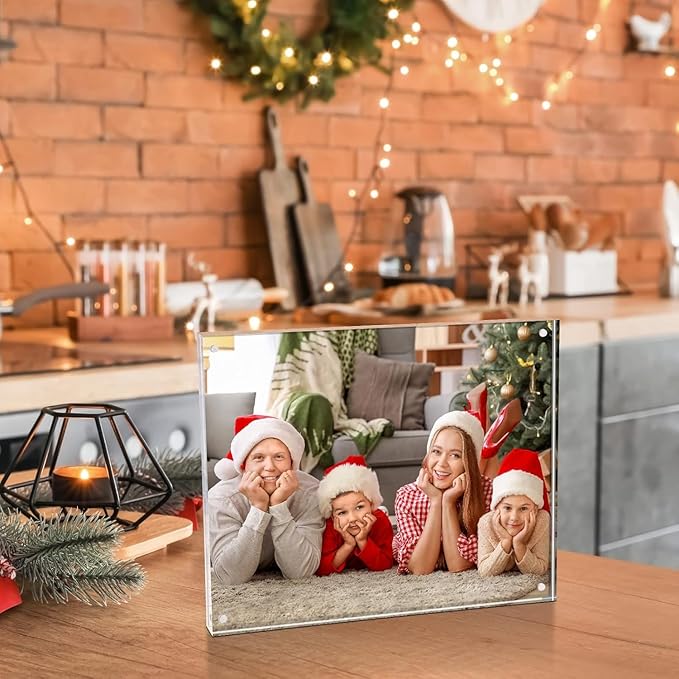 TWING 15 Pack 8x10 Acrylic Picture Frame Bulk, 10+10MM 8 By 10 Acrylic Photo Frame Horizontal Magnet Double Sided Magnetic Frames Set, 10 x 8 Clear Magnetic Block Picture Frame Desktop Display, Gift