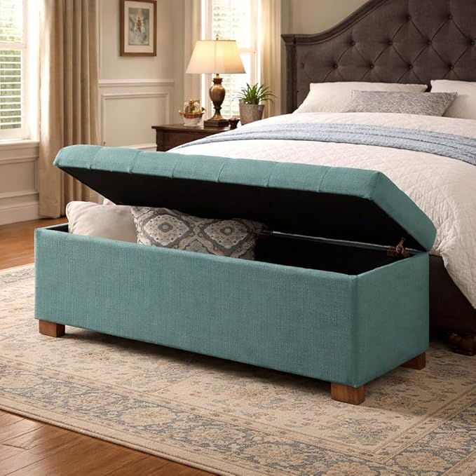 Spatial Order Large Tufted Storage Bench - Teal