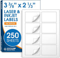 2 1/3" X 3 3/8" Matte White Printable Labels for Inkjet and Laser Printers - 250 Sheets, 2000 Custom Stickers, Name Tags, Hello My Name is Stickers, Shipping Labels - Spartan Industrial Template R013