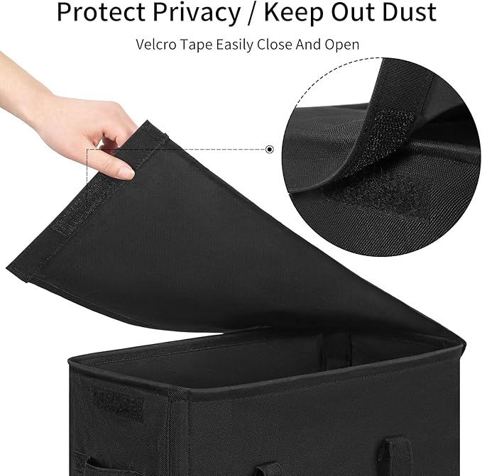 Chrislley 60L Slim Laundry Hamper with Lid Narrow Laundry Basket with Handle Upgrade Foldable Dirty Clothes Hamper Portable Skinny Hamper Organizer Storage Bins (25.6 inches, black)