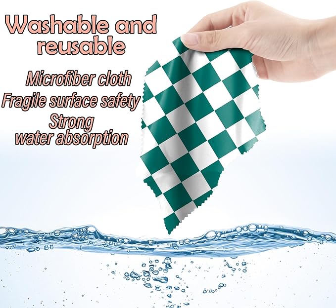 6 PCS Glasses Cleaning Cloth Eyeglass Cleaning Cloth Lens Eyeglasses Microfiber Cute Aesthetic Cloth for Unisex Women Girls Reusable Phone Screens Camera Multi-Patterns(6.3"x6.3")-Checkered