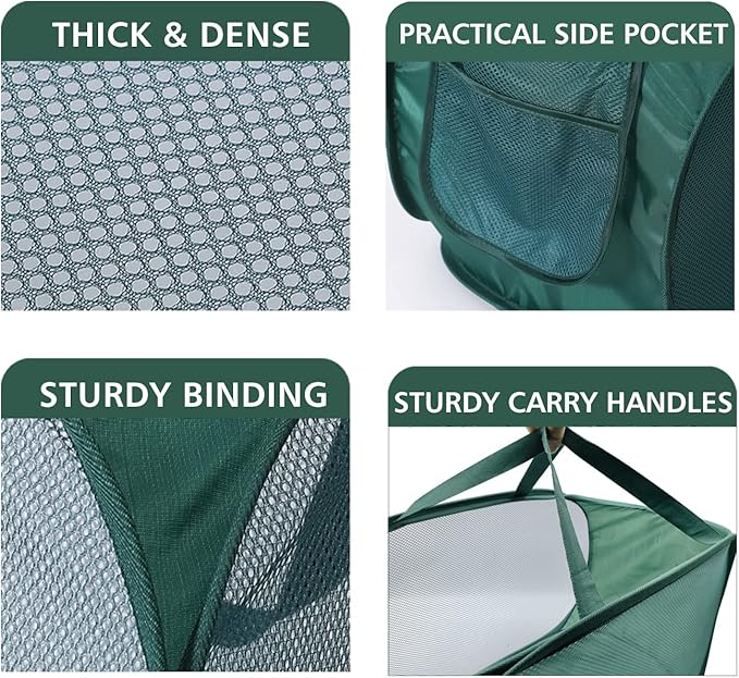 Pop Up Laundry Hamper,Collapsible Horizontal Baskets with Handles & Side Pocket,Foldable Sturdy mesh for Laundry Room,Bathroom,Kids Room,College Dorm Travel (Green)
