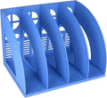 SAYEEC Sturdy Magazine Holder Plastic 4 Compartment Desk File Organizer Vertical Documet A4 File Divider Paper Storage Magazine Rack for Office Home School Organizer Box(Bule)
