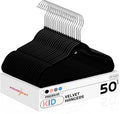 HOUSE DAY 14 Inch Kids Velvet Hangers 50 Pack, Durable Big Kid Hangers for Youth, Teen, Non Slip Kids Felt Hanger, Cute Childrens Hanger for Closet, Black