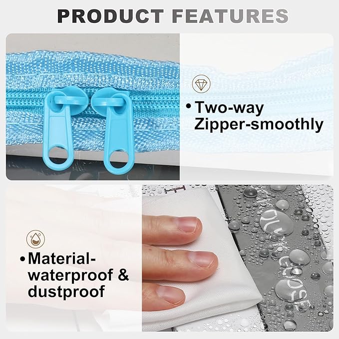 PATIKIL 9x10.6x9in Clear Storage Bags, Plastic Storage Bags Clear Small Zippered Organizers Foldable Closet Bed Sheet Organizer Cube with Zipper Handles for Book Clothes Yarn,S, Blue