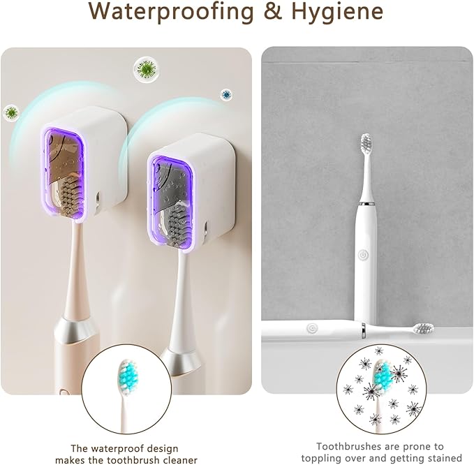 QTRQTR Toothbrush Holder Wall Mounted Toothbrush Holders for Bathrooms, Tooth Brush Holder for Travel and Home, Single Toothbrush Organizer with Cover for Shower 2PCS