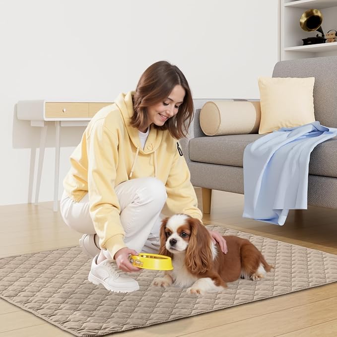 Smiry Waterproof Dog Bed Cover Blanket, Soft Reversible Pet Blanket, Washable Leakproof Cats Dogs Couch Cover for Sofa, Couch, Furniture, Plaid (82x82 Inch, Taupe/Beige)