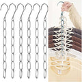 Space Saving Hanger, 6 Pack, Hanging Closet Organizer Metal Hanging Chains Hooks for Clothes Hangers, Home RV Office Travel Hangers, Small Space Solutions for College Dorm Essentials