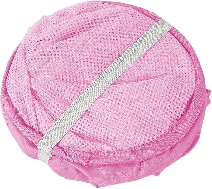 Portable Mesh Pop Up Laundry Hamper Pink Vertical Collapsible Laundry Basket With Strong Handles for Easy Storage, Suitable for Bedroom, College Dorms, Travel, RV