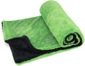 1200GSM Microfiber Car Drying Towel, Double-Twist Loop, Ultra-Absorbent, Quick-Dry, Lint- & Streak-Free, Scratch-Safe, for Car Wash & Detailing (1 Pack) (Dark Grey & Green, 24" x 36")