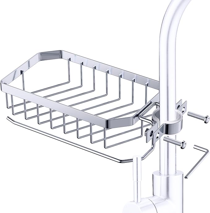 Sink Sponge Holder, Soap Holder Shower, Sink Drying Rack, Soap Container, Bathroom Organizers, Sponge Caddy, Kitchen Organization and Storage, Kitchen Rack, Bathtub Organizer (ROUND LEFT)