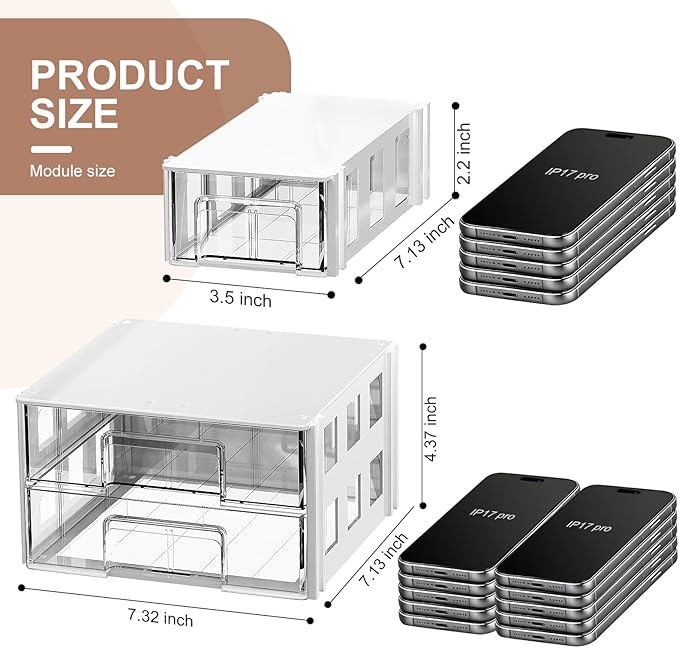 Makeup Organizer, Desk Organizer & Jewelry Organizer with 10 Drawers - Modular Desktop Storage drawers for craft, Office, Medicine - Desk Organizers and Accessories with Interchangeable Units