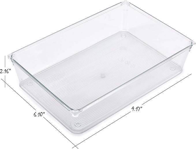 Masirs Clear Drawer Organizer - Easily Organize and Customize the Layout of Drawers. Great for Office Desk, Utensils, Cosmetics and Makeup. (8-Piece Set)