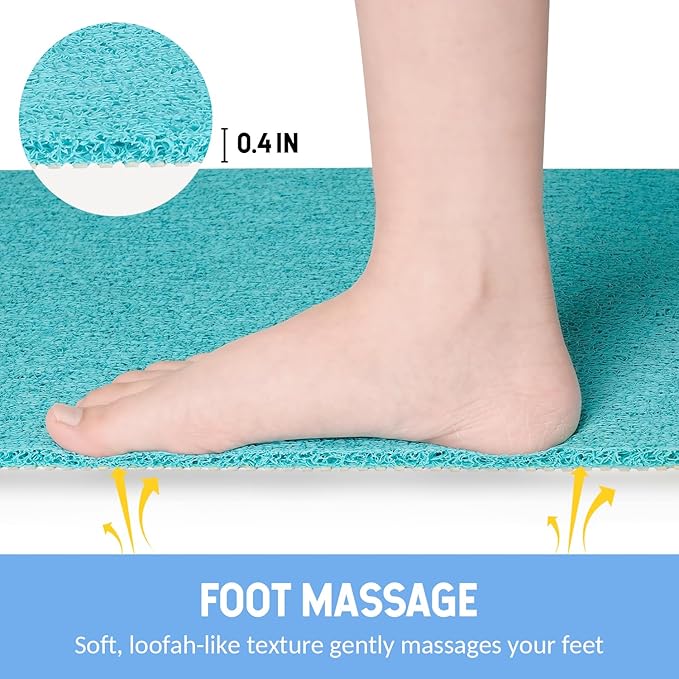 Hargiis Non-Slip Bathtub Mat, Anti Slip Shower Mat, Fast Drying Bathtub Mats, Foot Scrubber Mat, Anti Slip Mat for Tub, Floor, Bathroom, Kitchen, Home, Hotel (Turquoise Blue 40"×16")