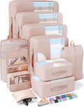 Veken 10 Set Packing Cubes for Travel, Beach Vacation Essentials Accessories for Cruise Ship, Suitcase Organizer Bags for Luggage with Hanging Toiletry & Shoe Bag, Birthday Gifts for Women Mom Her