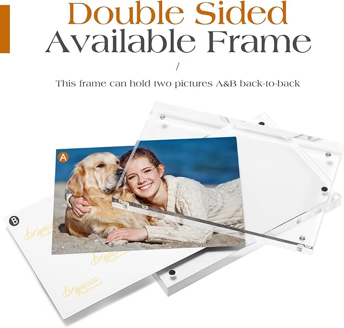 TWING 6 PACK Acrylic Picture Frame 5 x 7 Inch Acrylic Photo Frame,Horizontal Magnet Lucite Double Sided Frames, 10+10MM Clear Picture Frame Ideal Gifts