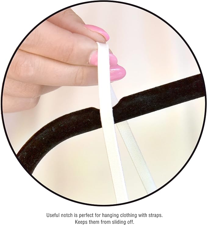 Black velvet hangers, ultra slim space saving, notches, tie bar, swivel hook, 30 pack, with bonus 20 matching velvet finger clips