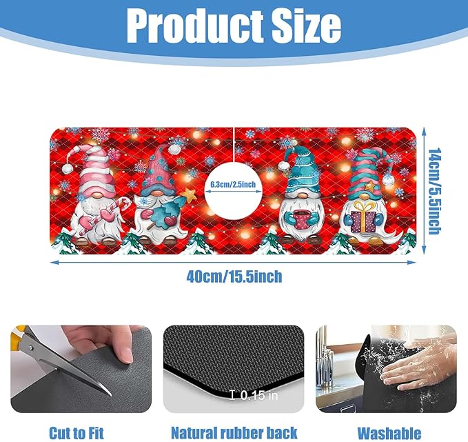 Chrismas Sink Faucet Absorbing Mat Winter is Coming Sink Splash Guard Drying Mat for Kitchen Bathroom Faucet Sinkmat 15.5"X5.5"