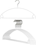 Mawa by Reston Lloyd Euro Ultra Light/Thin Series, Non-Slip Space Saving Clothes Hanger with Bar & Hook for Pants and Skirts, Style 42/PTU, Set of 10, White