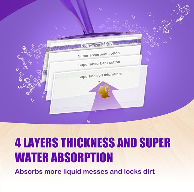 100 Pack Disposable WetJet Pads Refills for Swiffer Wet Jet Mop - Multi-Surface Floor Cleaning Mop Pads, Compatible with Swiffer Wet Pads Refill, 4 Layers Thickened & Durable | Heavy-Duty Absorbent