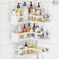 3 Pack Corner Shower Caddy Organizer, Rustproof Corner Shower Shelves, No Drilling Bathroom Corner Shelf with Hooks and Toothpaste Holder