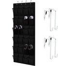 HOME GENIE Over the Door Hanging Shoe Organizer, 24 Breathable Mesh Pockets, Closet Rack Storage Holder, Stay in Place Hooks Hang on Closets, Hanger Holds Up to 40 lbs for Shoes, Accessories, Black