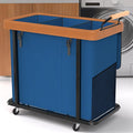 230L (60 Gal) Extra Large Fashion Laundry Sorter 3 Section with Lid, Rolling Laundry Basket Hamper with Handle, Laundry Organizer Storage Cart with Sturdy Metal Frame for Laundry Room, Dark Blue