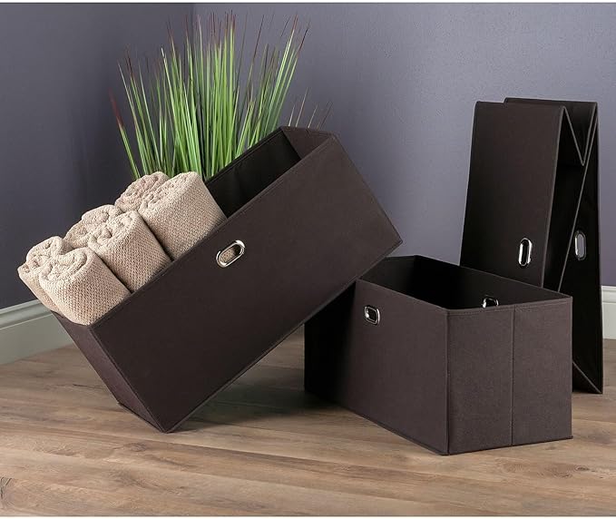 Winsome Torino 3 Piece Folding Fabric Baskets Chocolate (38323)