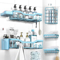 Shower Caddy Adhesive Shower Organizer 7-Pack, Rustproof Stainless Steel Bathroom Shelves, Large Capacity No-Drill Rack Storage Accessories with Soap Dish Toothbrush Holder Hooks