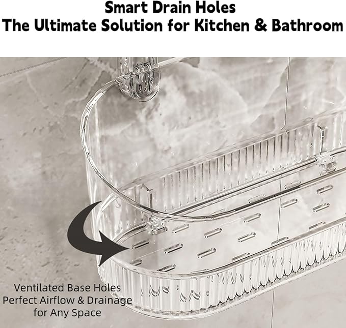 Clear Bathroom Shower Caddy, Wall Mount Storage Shelf with Suction Cups,Bathroom Storage Shelf 12.7x4.5x3.5 inchesLoad-bearing capacity: 22Ib 1piece (transparent)