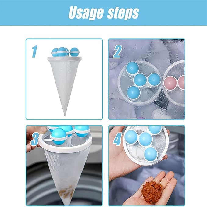 Vortexes Float Hair and Lint Catcher, 2026 New Floating Hair Filtering Mesh Removal, Laundry Lint Fur Catcher for Washing Machine (3 PCS)