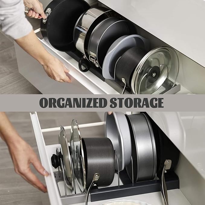 Pot Lid Rack and Baking Pan Cookware Storage Organizers Inside Cabinet for Under Cabinet