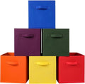 Stero Fabric Storage Bins 6 Pack Fun Colored Durable Storage Cubes with Fabric Handles Foldable Cube Baskets for Home, Kids Room, Closet and Toys Organization Multi Colors-2