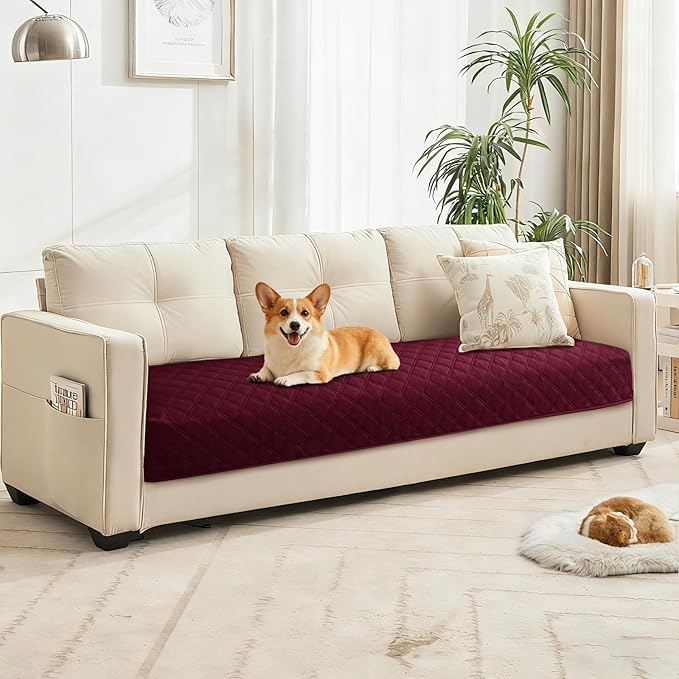 Waterproof Dog Blanket, Non-Slip Soft Pet Bed Cover, Couch Cover for Dogs Washable, Protects Sofa, Furniture, Crate, Car, Tear Resistant Leakproof Pet Blanket Christmas (30x70 Inch, Burgundy)