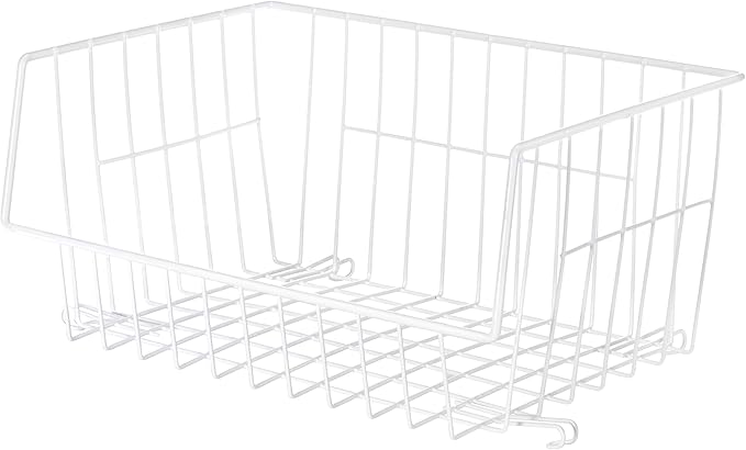 Whitmor Wire Stackable Basket, White