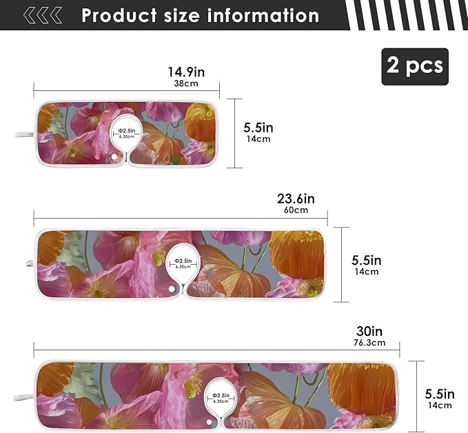 Sink Faucet Absorbing Mat Kitchen Sink Splash Guard Splash Faucet Drip Catcher for Bar RV Bathroom 2PCS 14.9x5.5in Pink Purple Poppy