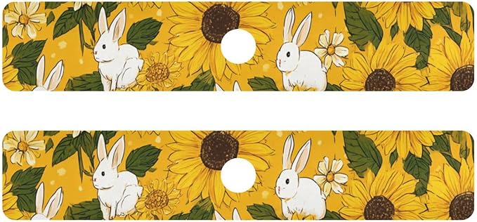 Autumn Sunflower and Cute Rabbit Kitchen Sink Splash Guard Sink Faucet Mat Faucet Handle Drip Catcher Drain Mats for Kitchen Bathroom Countertop Absorbent Dish Drying Pad 2Pack 14.7x5.4IN