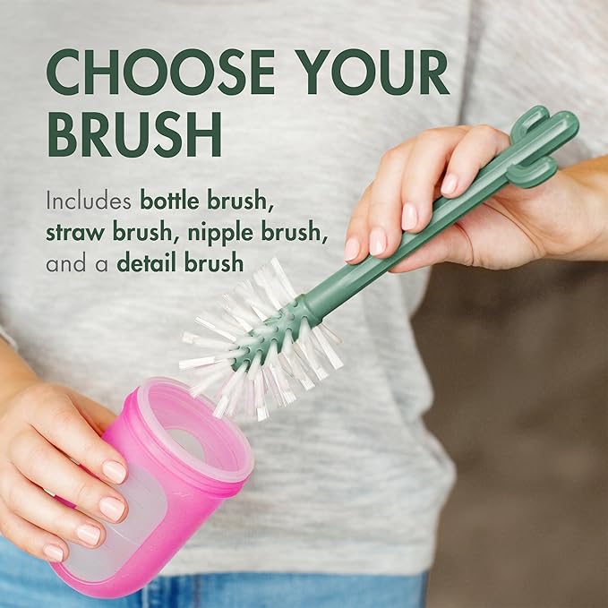 Boon Cacti Bottle Cleaning Brush Set, Terracotta , 4 Piece Set