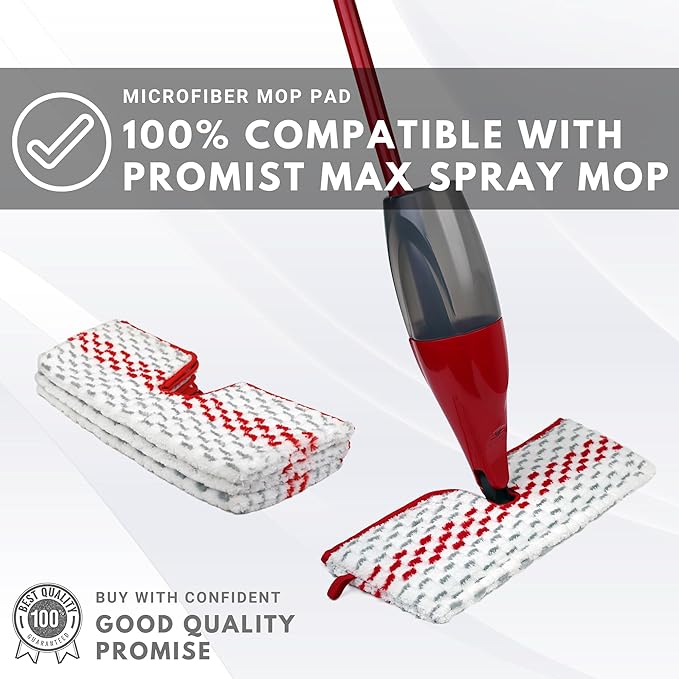 Microfiber Washable Spray Mop Refills Compatible with Promist Max, Reusable Pads Replacement Head (4)