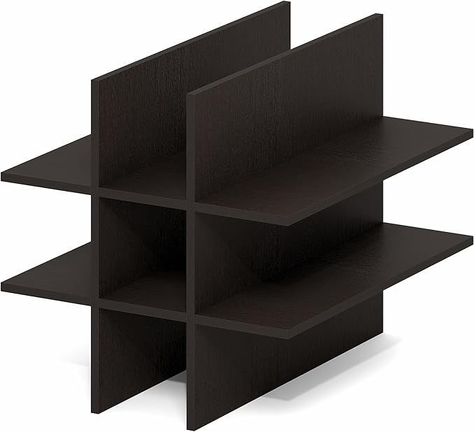 Furinno Cubicle Cube Insert, 9-Compartment Cube Organizer, Geometric Shelf Accessory, Fits into Furinno Triple Thick Cubes, IKEA Kallax, for Organizers and Storage, Black Dark Oak