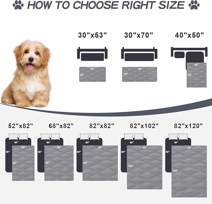 Smiry Waterproof Dog Bed Cover Blanket 30x70, Soft Reversible Pet Blanket, Washable Leakproof Cats Dogs Couch Cover for Sofa, Couch, Furniture, Lattice, Grey/Light Grey